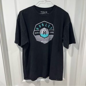 Hurley Men's size XLarge graphic T-Shirt Est. 1999 Logo Short Sleeve Black